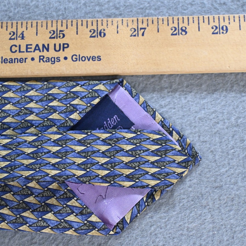 Jimmy Z Mens John Madden Collection Two Geometric Silk Necktie OS Blue Gold - Picture 6 of 7